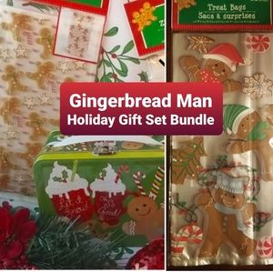 New Ginger Bread Man Christmas Treat Tin & Bag Set